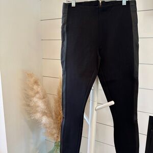 J. Crew Women's Black Skinny Pants Leather Trim